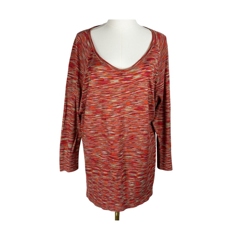 Loft Large Sweater Pullover Long Sleeve Lightweight Red Orange